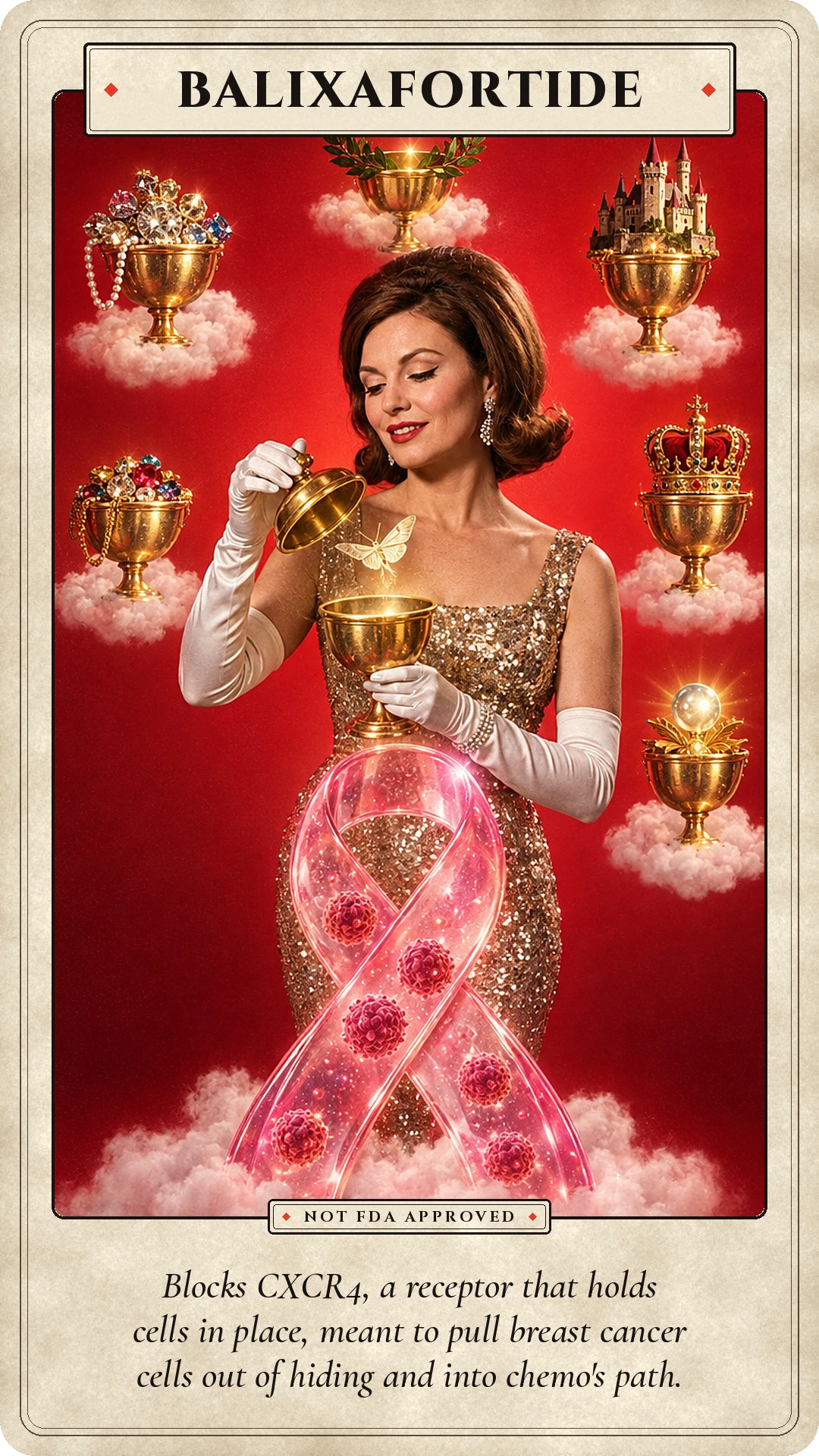 Balixafortide: Blocks CXCR4, a receptor that holds cells in place, meant to pull breast cancer cells out of hiding and into chemo's path.