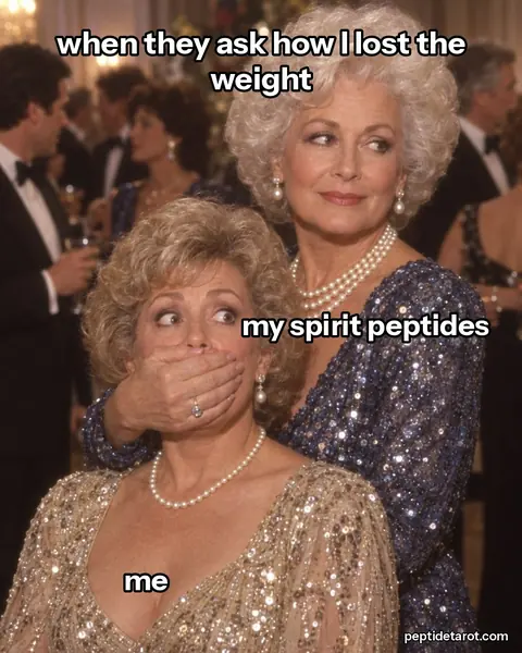 Meme: when they ask how I lost the weight / me / my spirit peptides