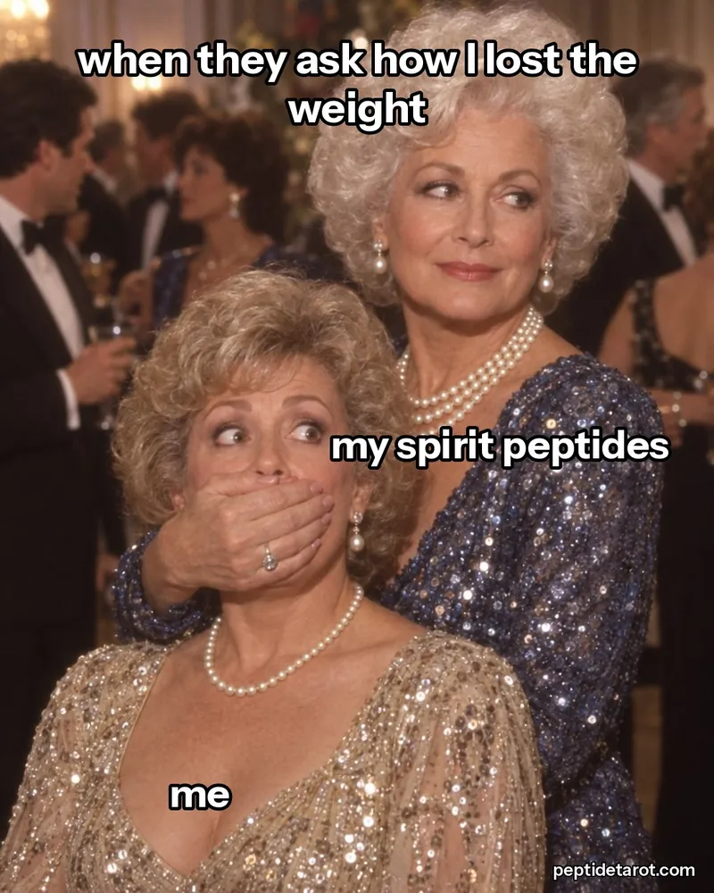 Meme: when they ask how I lost the weight / me / my spirit peptides